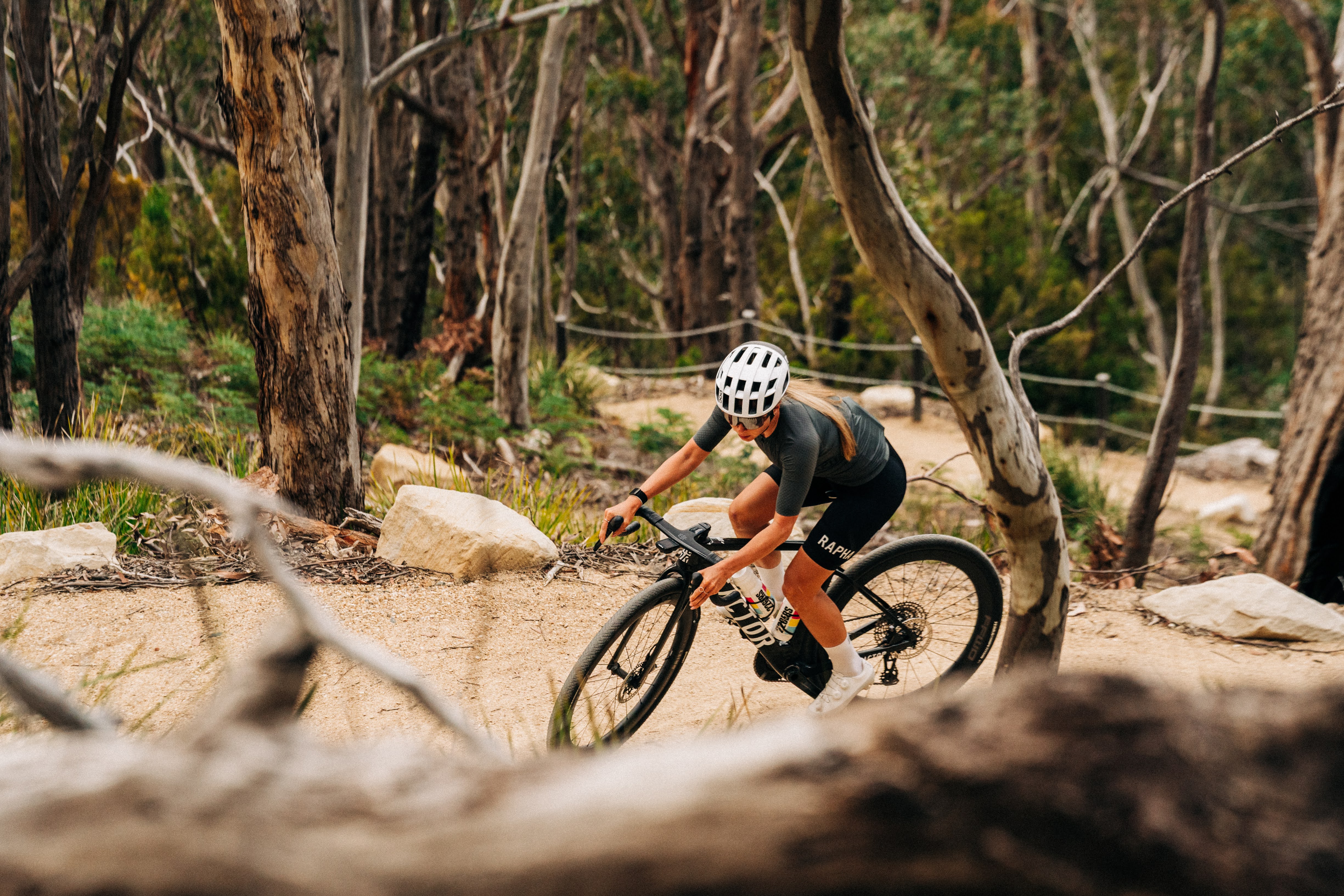 Nicole Frain riding gravel in Australia